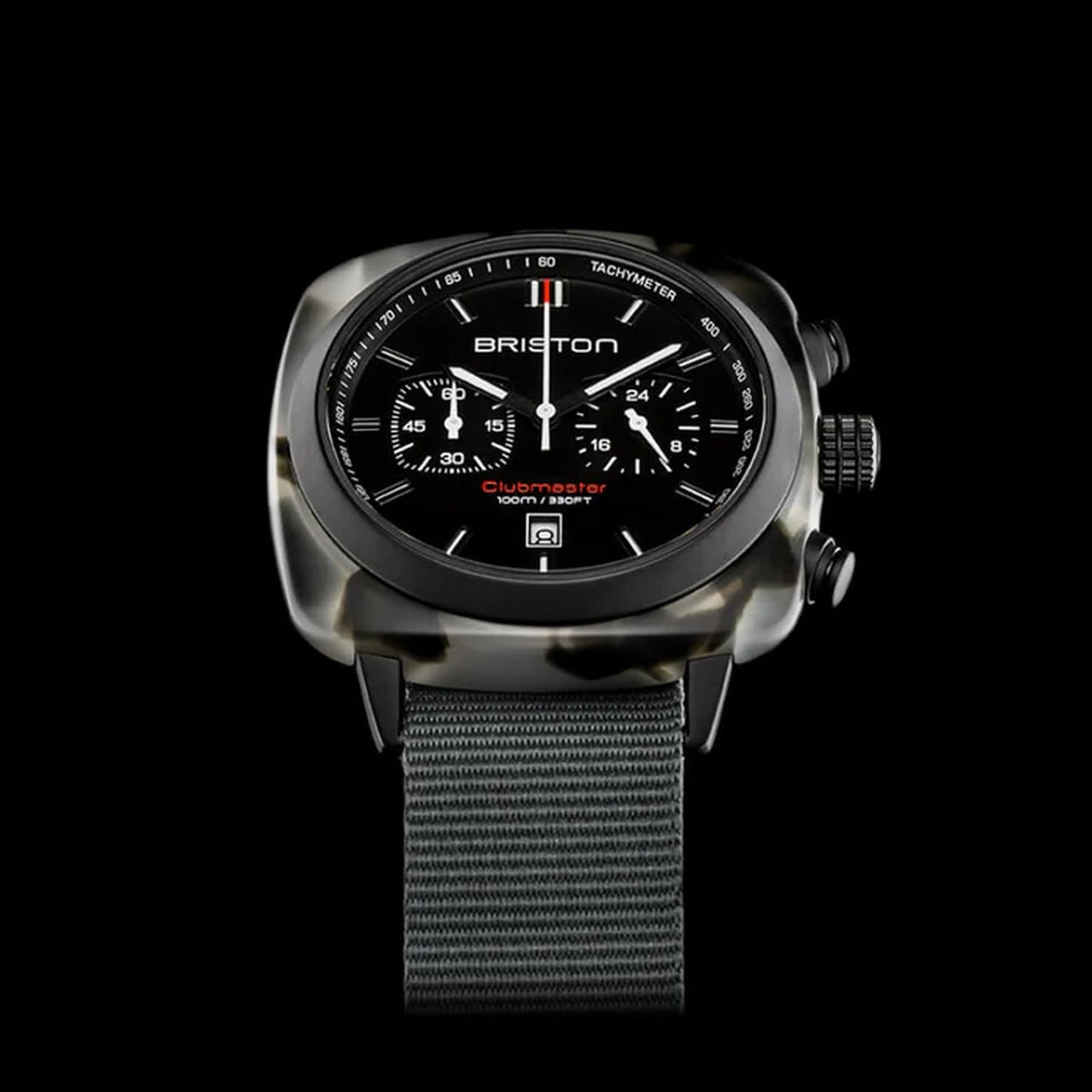 Clubmaster Sport Men Quartz Black Dial Chronograph NATO Watch 18142.PBAM.GTS.3.NG