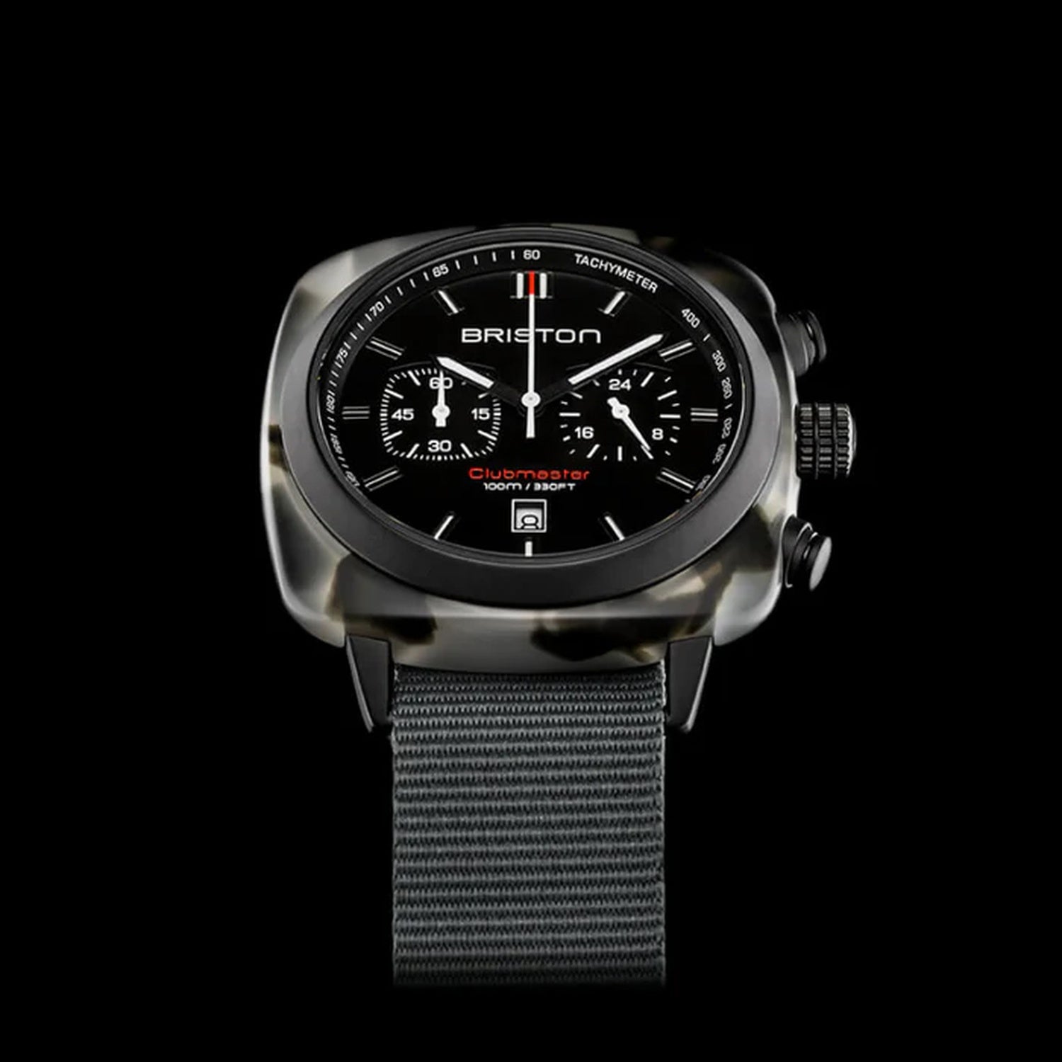 Clubmaster Sport Men Quartz Black Dial Chronograph NATO Watch 18142.PBAM.GTS.3.NG