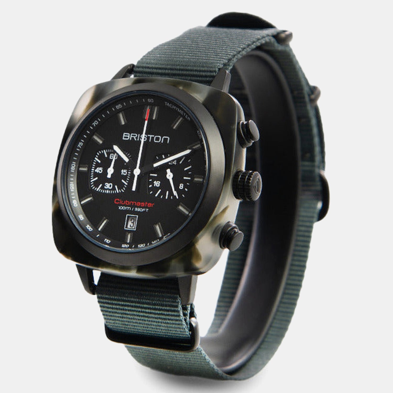 Clubmaster Sport Men Quartz Black Dial Chronograph NATO Watch 18142.PBAM.GTS.3.NG