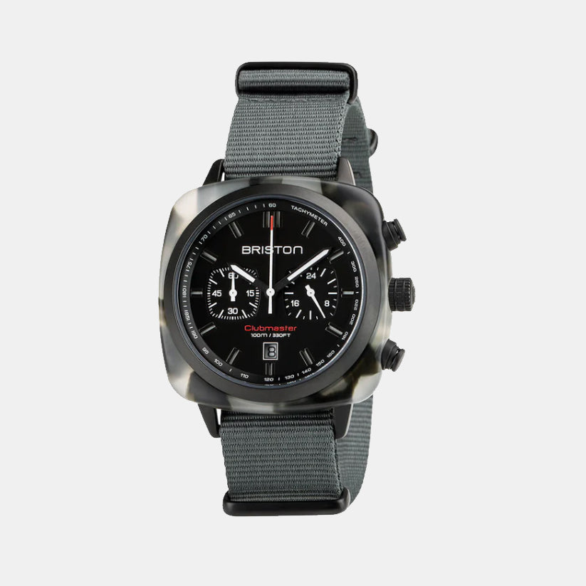 Clubmaster Sport Men Quartz Black Dial Chronograph NATO Watch 18142.PBAM.GTS.3.NG