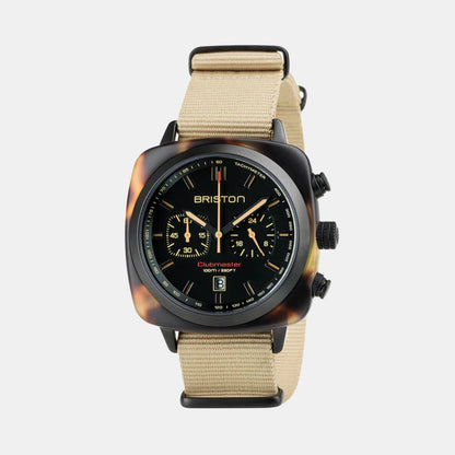 Clubmaster Sport Men Quartz Beige Dial Chronograph NATO Watch 18142.PBAM.TSS.5.NK