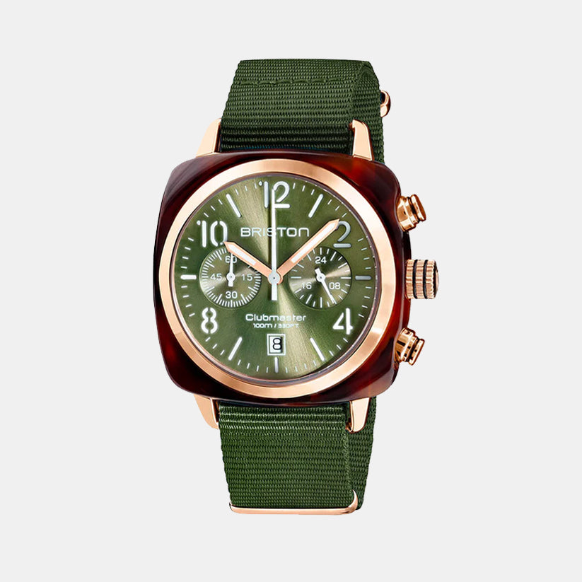 Clubmaster Classic Men Quartz Green Dial Chronograph NATO Watch 19140.PRA.T.26.NOL