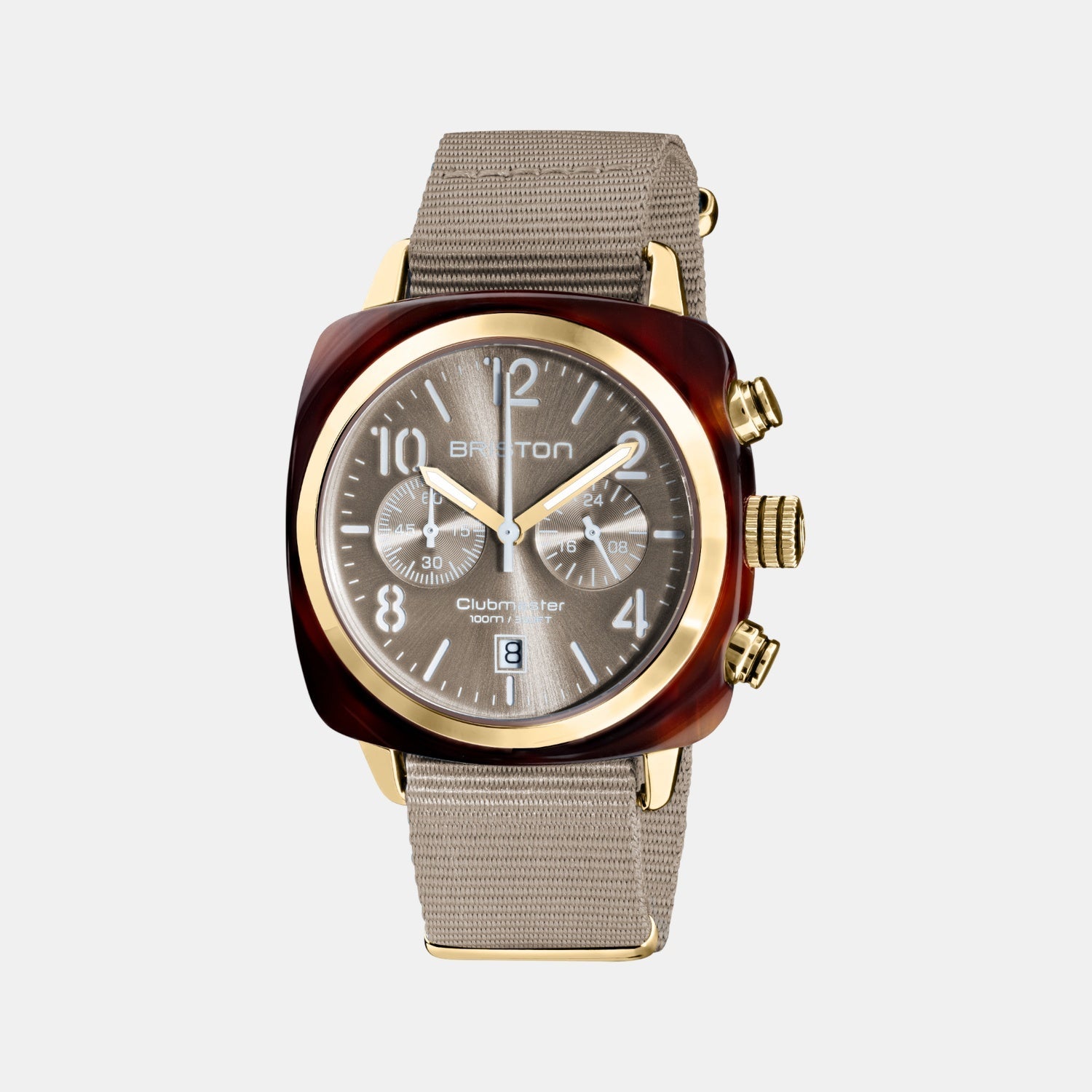 Clubmaster Classic Unisex Quartz Taupe Dial Chronograph NATO Watch 19140.PYA.T.30.NT