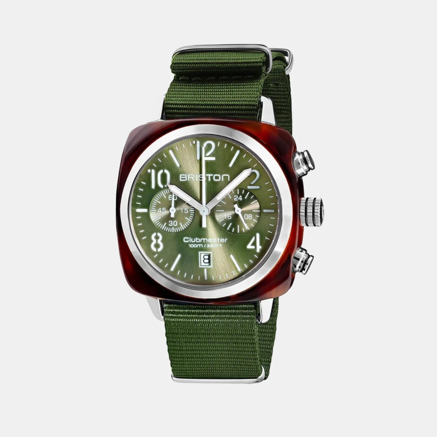 Clubmaster Classic Men Quartz Green Dial Chronograph NATO Watch 19140.SA.T.26.NOL
