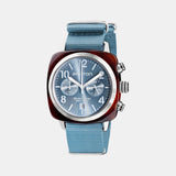 Clubmaster Classic Unisex Quartz Blue Dial Chronograph NATO Watch 19140.SA.T.25.NIB