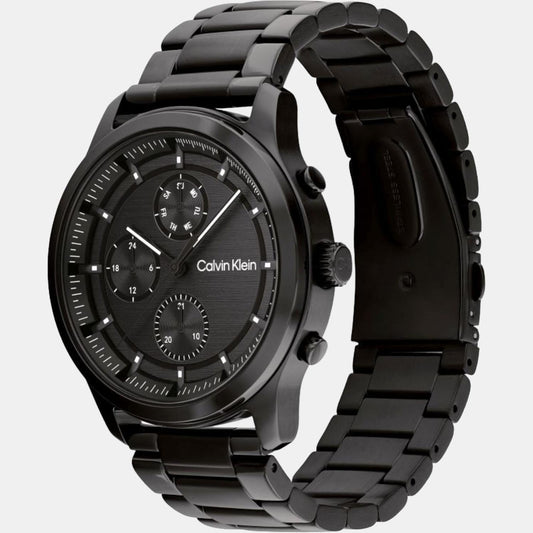 Sport Men Quartz Black Dial Chronograph Stainless Steel Watch 25200209