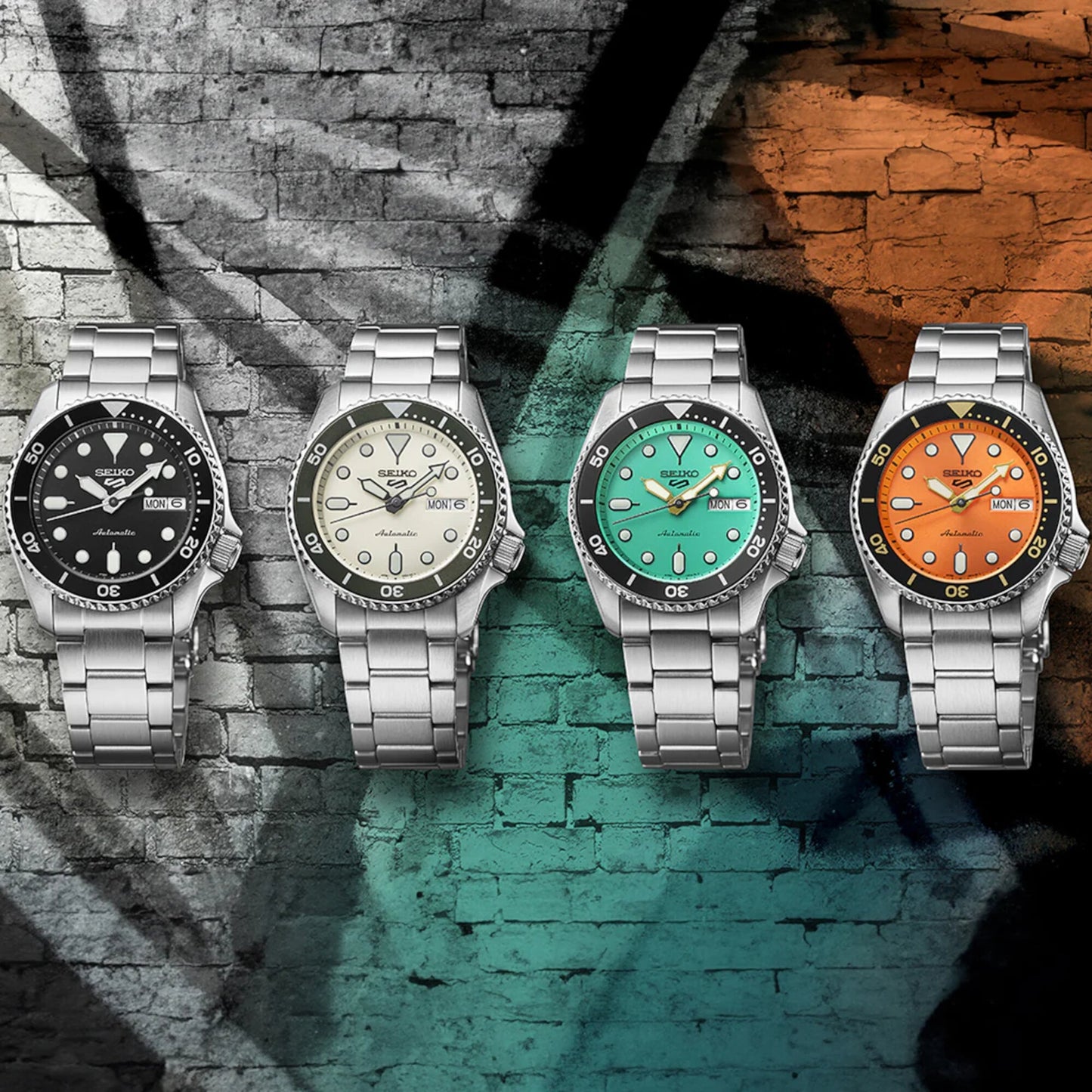 5 Sports Men Automatic Orange Dial Analog Stainless Steel Watch SRPK35K1