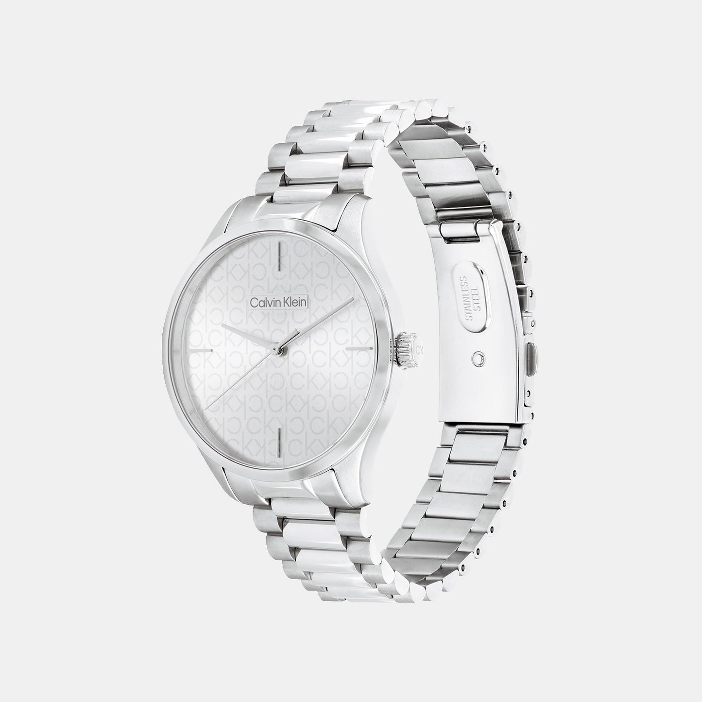 Ck Iconic Unisex Quartz Silver Dial Analog Stainless Steel Watch 25200168