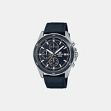 Edifice Men Quartz Blue Dial Chronograph Leather Watch ED570