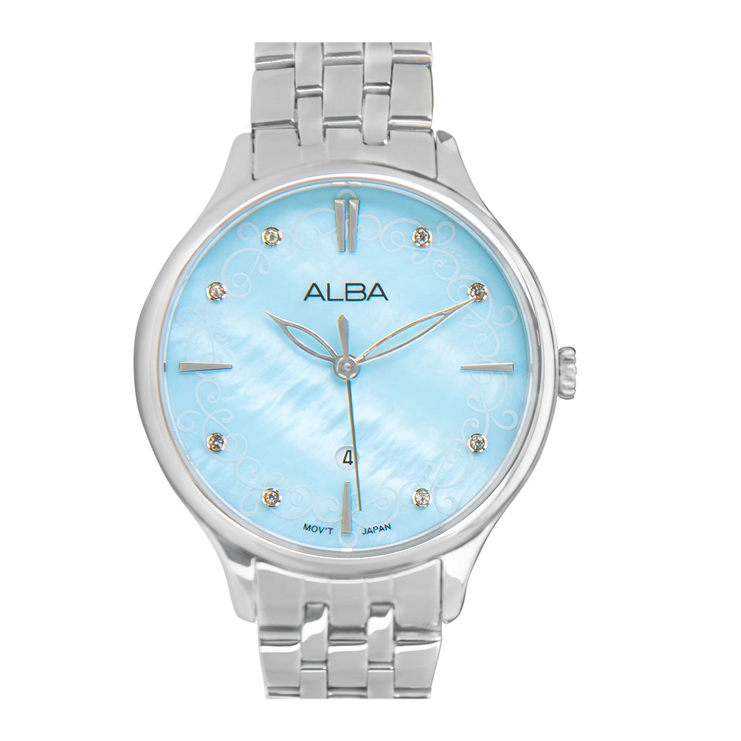 AH7CR9X1+Light Blue MOP Patterned Dial
