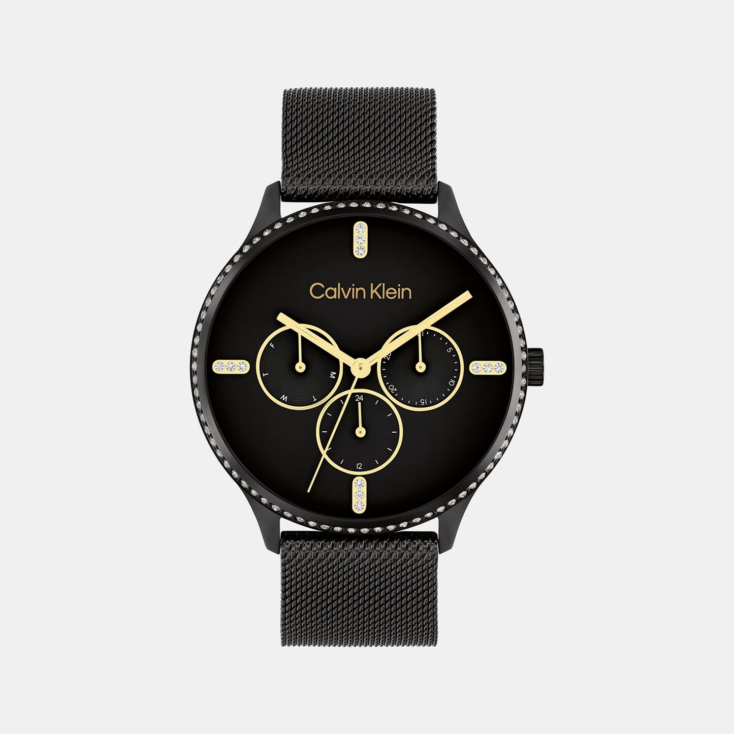 Ck Dress Women Quartz Black Dial Multi-Function Stainless Steel Watch 25200369
