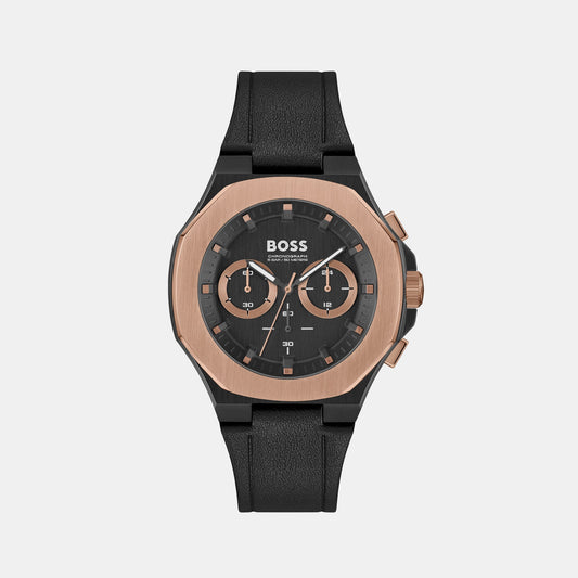 Taper Men Quartz Black Dial Chronograph Leather Watch 1514089