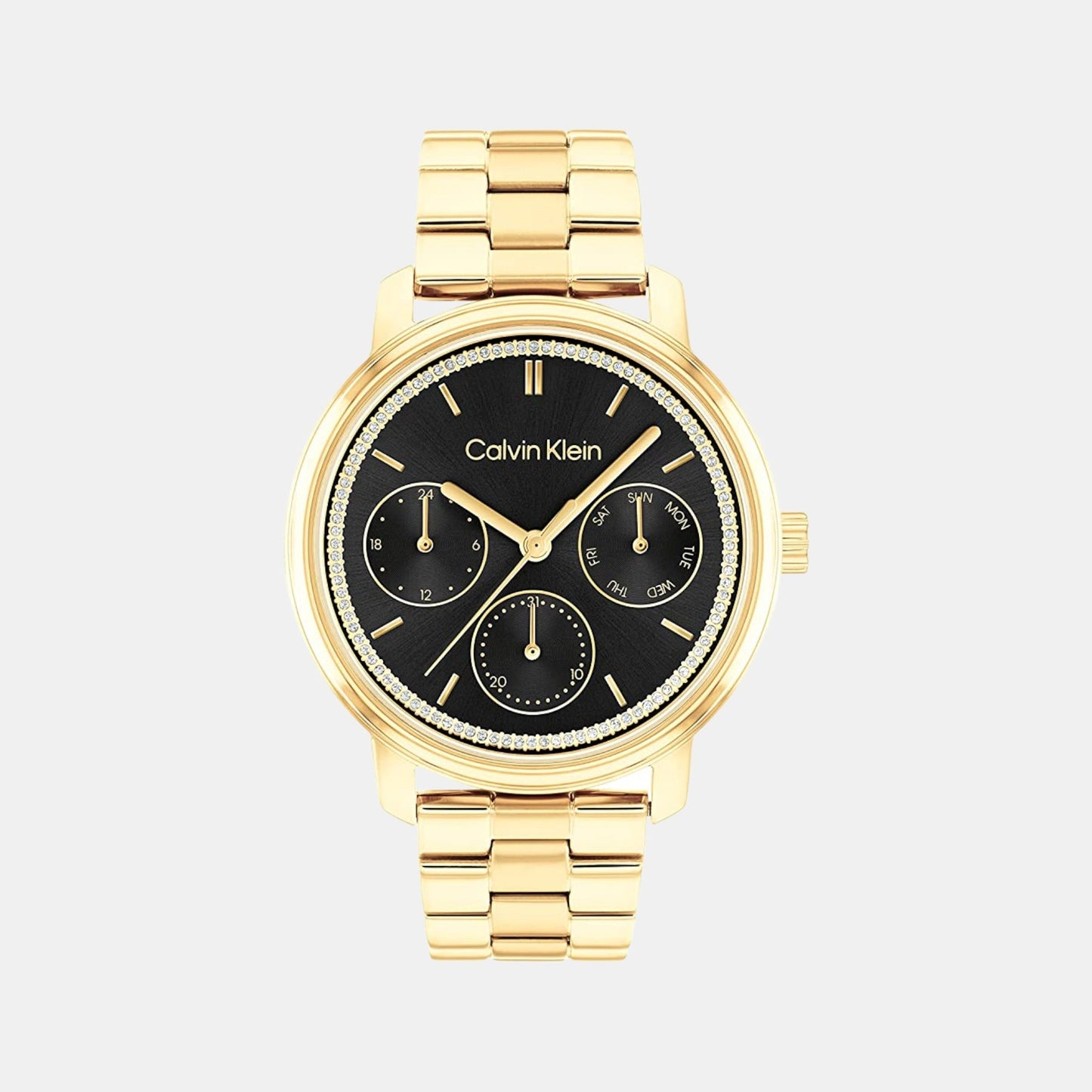 Minimalistic Women Quartz Black Dial Chronograph Stainless Steel Watch 25200177
