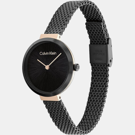 Minimalistic T Bar Women Quartz Black Dial Analog Mesh Watch 25200084
