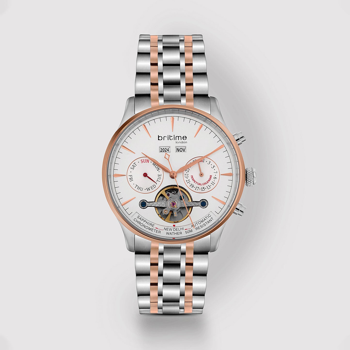 Celestial Men Automatic Silver Dial Chronograph Stainless Steel Watch 867-M30305