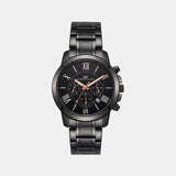 Men Quartz Black Dial Multi-Function Metal Watch 1009F-M0404