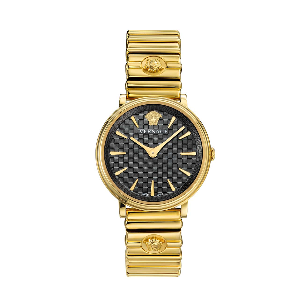 Versace VE8101519 V-Circle Round Analog Black Dial Ladies Watch
