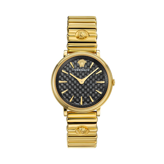 Versace VE8101519 V-Circle Round Analog Black Dial Ladies Watch