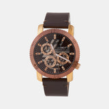 Men Quartz Brown Dial Multi-Function Leather Watch 1011H-L0306