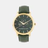Men Quartz Green Dial Multi-Function Leather Watch 1012L-L0214