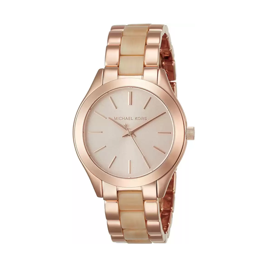 Michael Kors Mini Slim Runway Analog Rose Gold Dial Women's Watch-MK3701