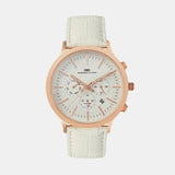 Men Quartz White Dial Chronograph Leather Watch 1015M-L0302