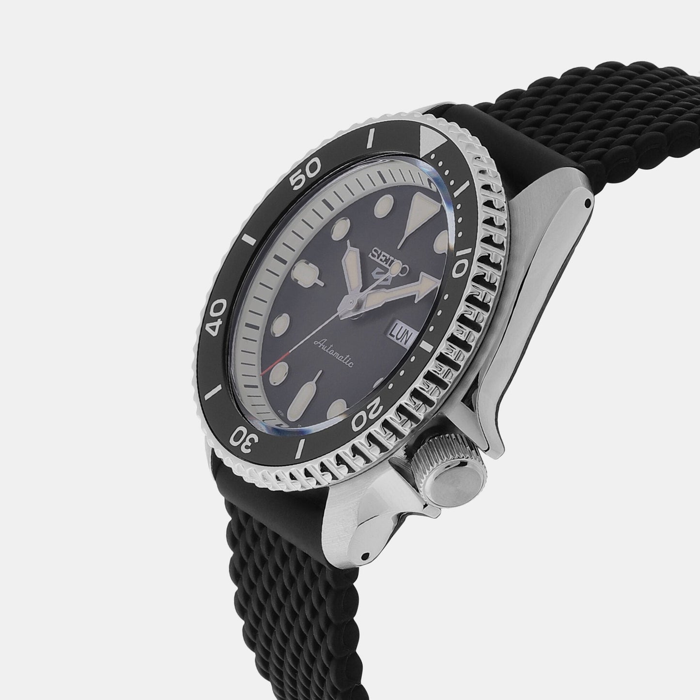 5 Sports Men Automatic Black Dial Analog Silicone Watch SRPD73K2