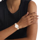 Twisted Bezel Women Quartz Mother Of Pearl Dial Analog Stainless Steel Watch 25200322