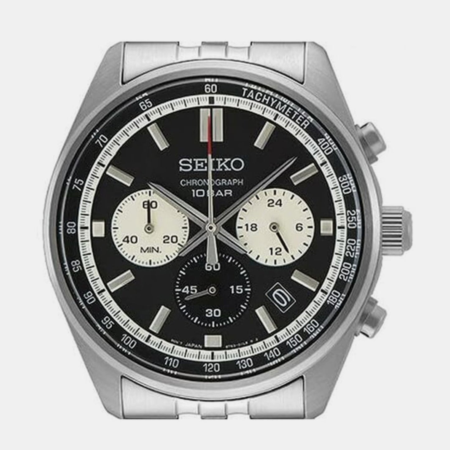 Dress Men Quartz Black Dial Chronograph Stainless Steel Watch SSB429P1