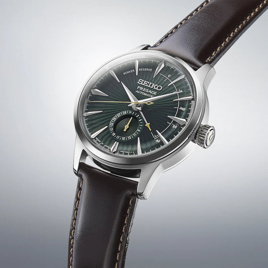 Presage Men Automatic Green Dial Analog Leather Watch SSA459J1