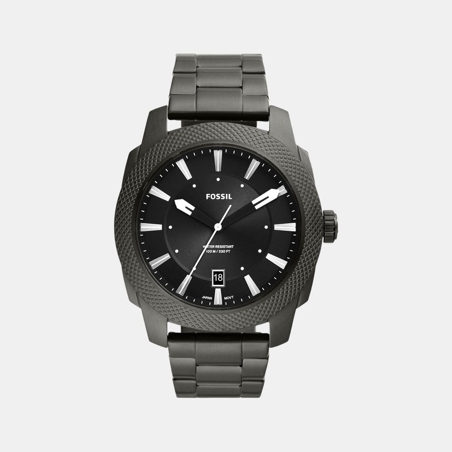 Machine Men Quartz Black Dial Analog Stainless Steel Watch FS5970