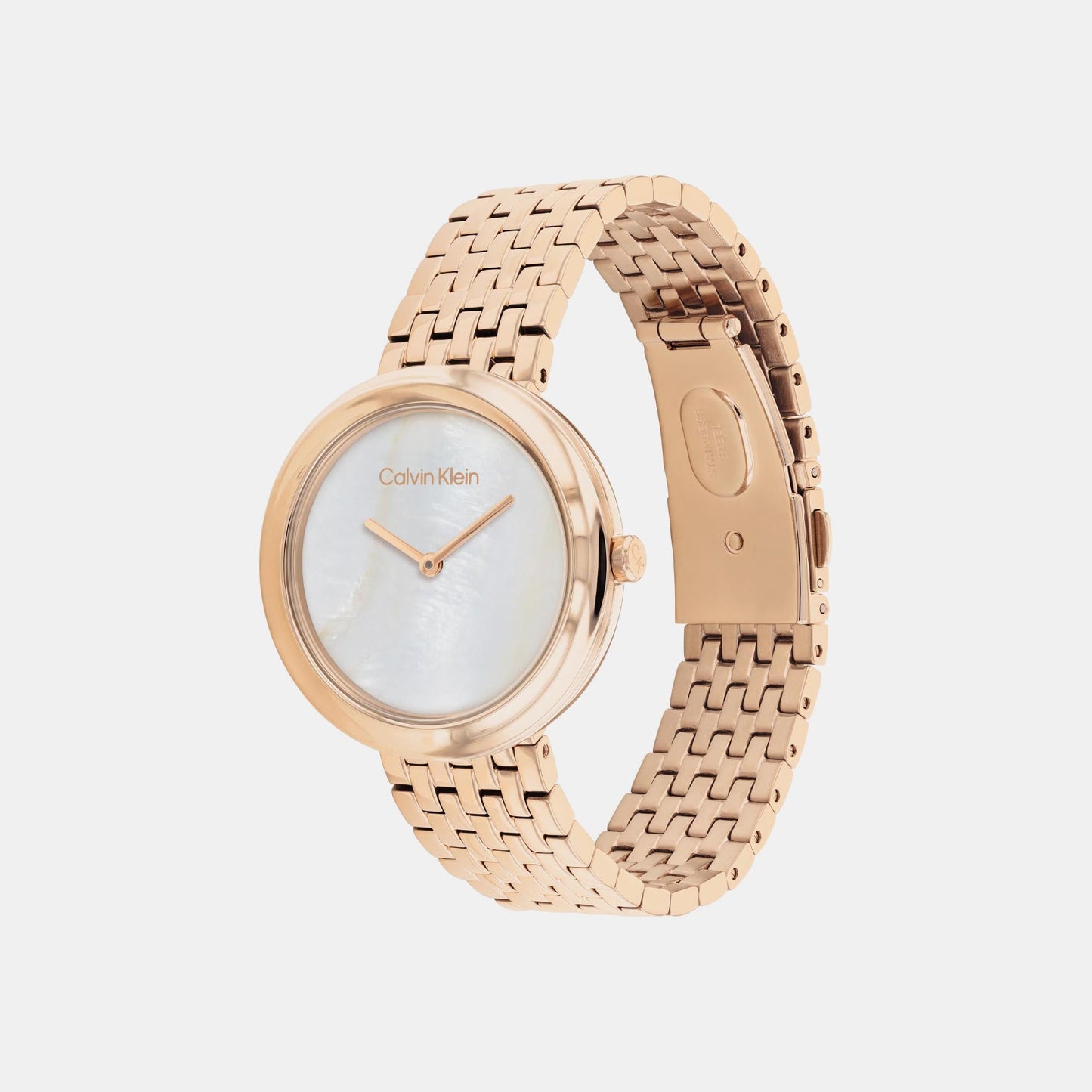Twisted Bezel Women Quartz Mother Of Pearl Dial Analog Stainless Steel Watch 25200322