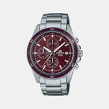 Edifice Men Quartz Red Dial Chronograph Stainless Steel Watch ED569