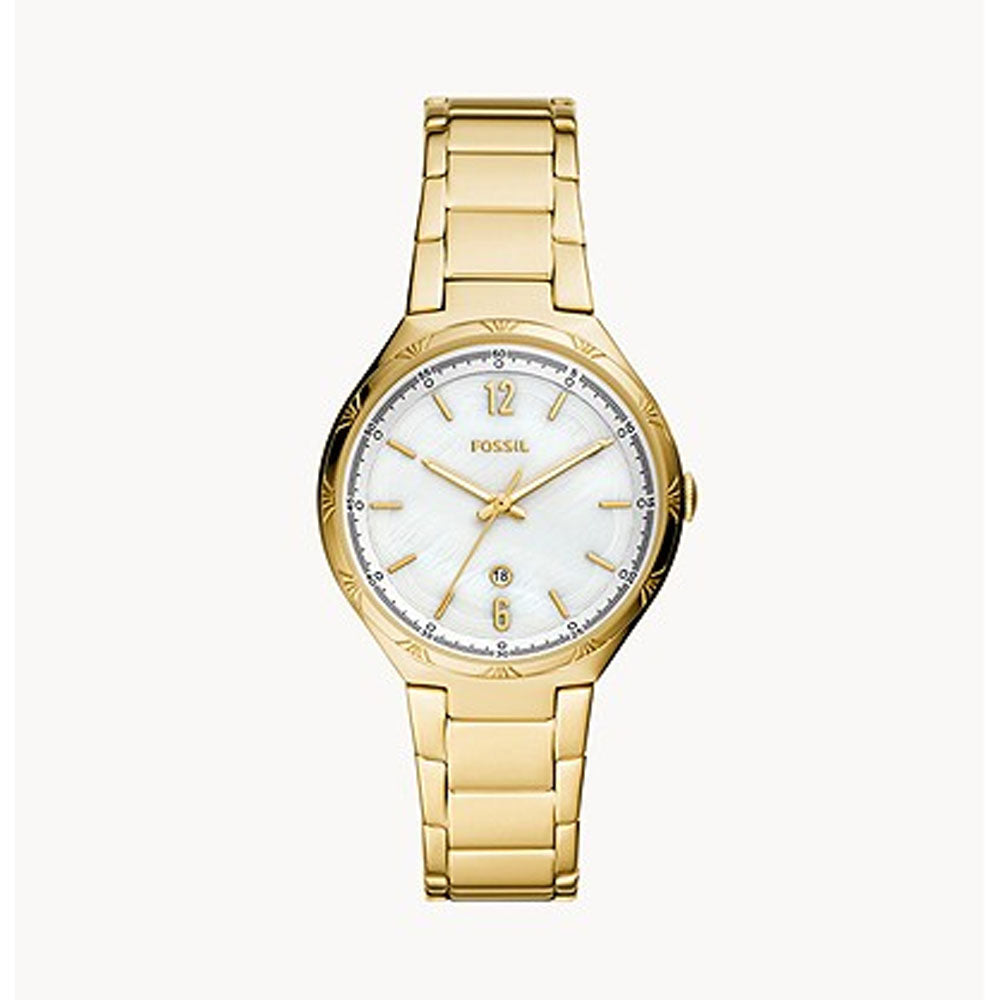 FOSSIL ASHTYN GOLD WHITE MOP DIAL WOMEN'S BQ3740 WATCH