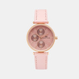 Women Quartz Pink Dial Chronograph Leather Watch 2003N-L0310