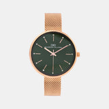 Women Quartz Green Dial Analog Mesh Watch 2007C-E0314