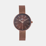 Women Quartz Brown Dial Analog Mesh Watch 2007H-E0606