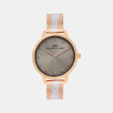 Women Quartz Grey Dial Analog Mesh Watch 2008E-E0315