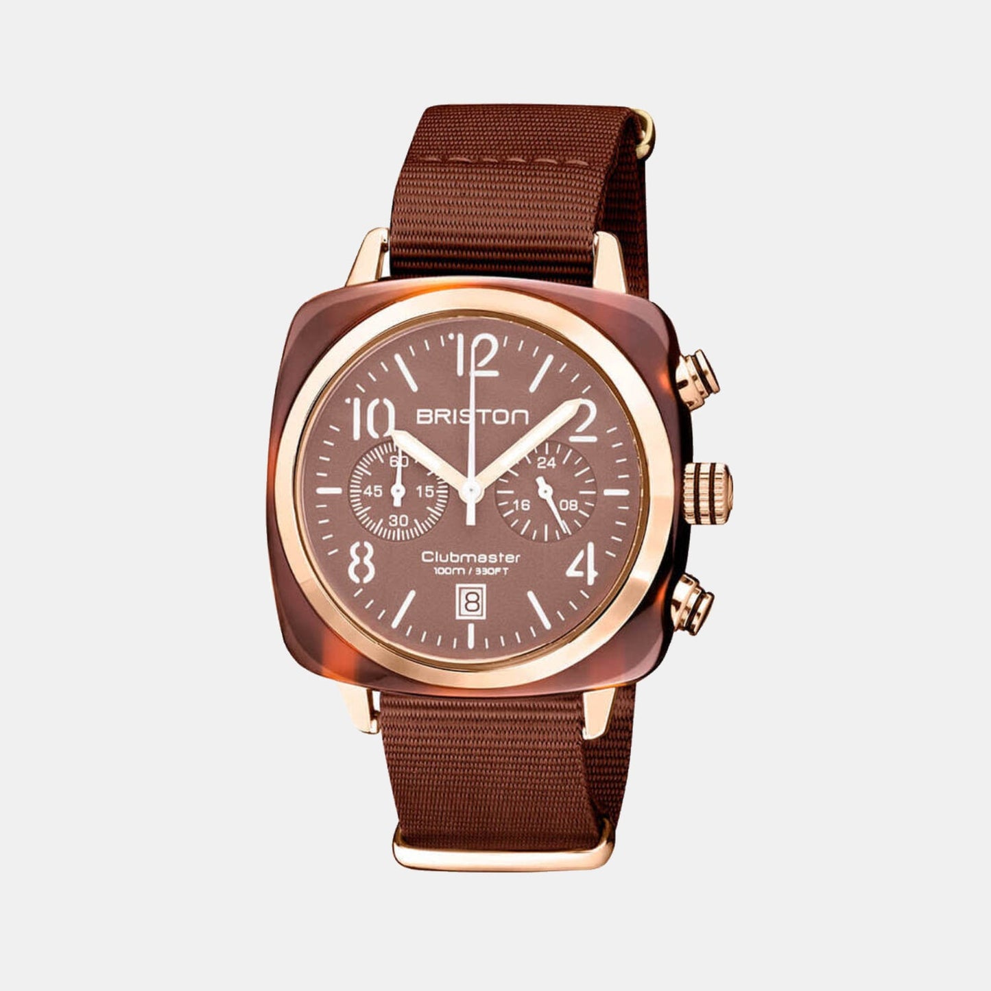 Clubmaster Classic Unisex Quartz Brown Dial Chronograph NATO Watch 20140.PRAT.37.NTCH
