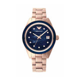 Emporio Armani Womens 36 Mm Leo Blue Dial Stainless Steel Analog Watch - AR11449I