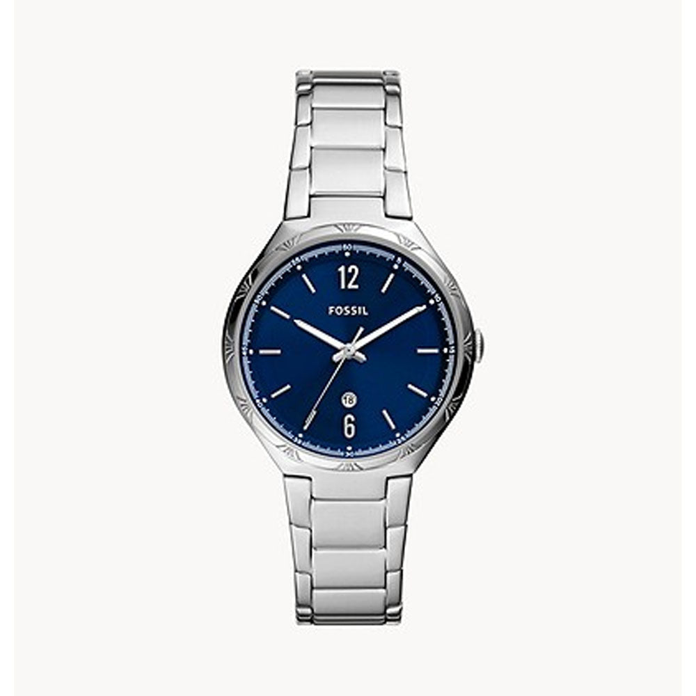 FOSSIL ASHTYN SILVER NAVY BLUE DIAL WOMEN'S BQ3741 WATCH