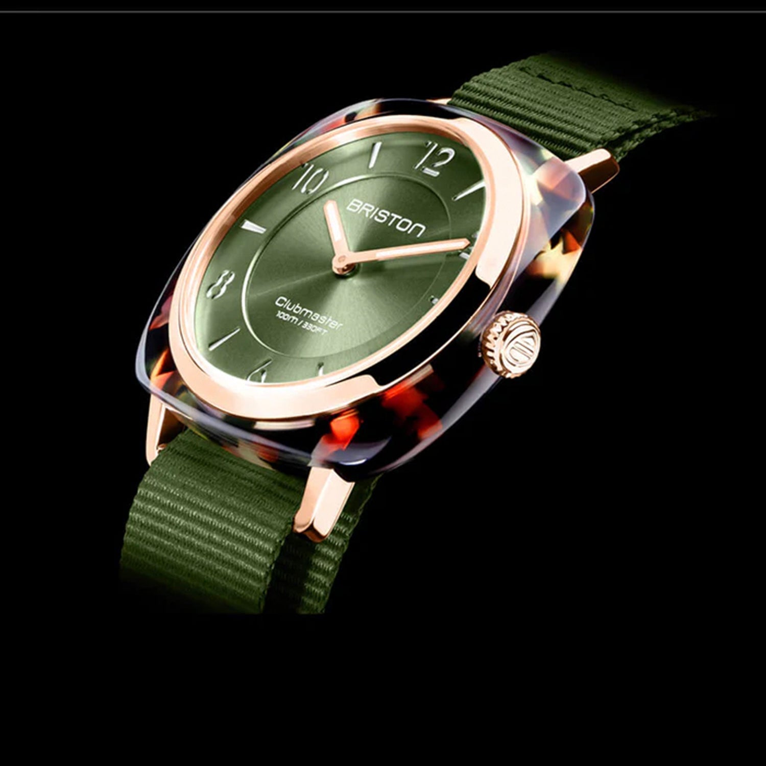 Clubmaster Chic Women Quartz Green Dial Analog NATO Watch 21536.PRA.UG.26.NOL