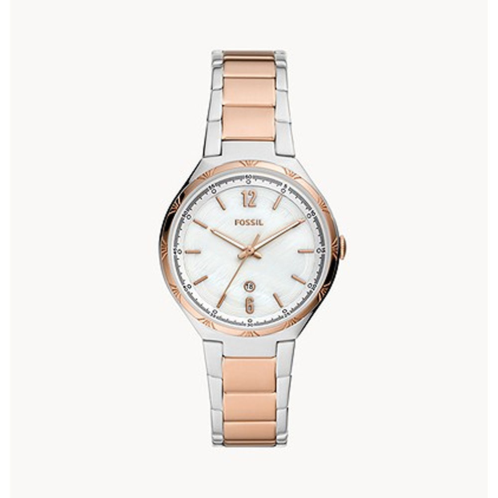 FOSSIL ASHTYN ROSE GOLD SILVER WHITE MOP DIAL WOMEN'S BQ3742 WATCH