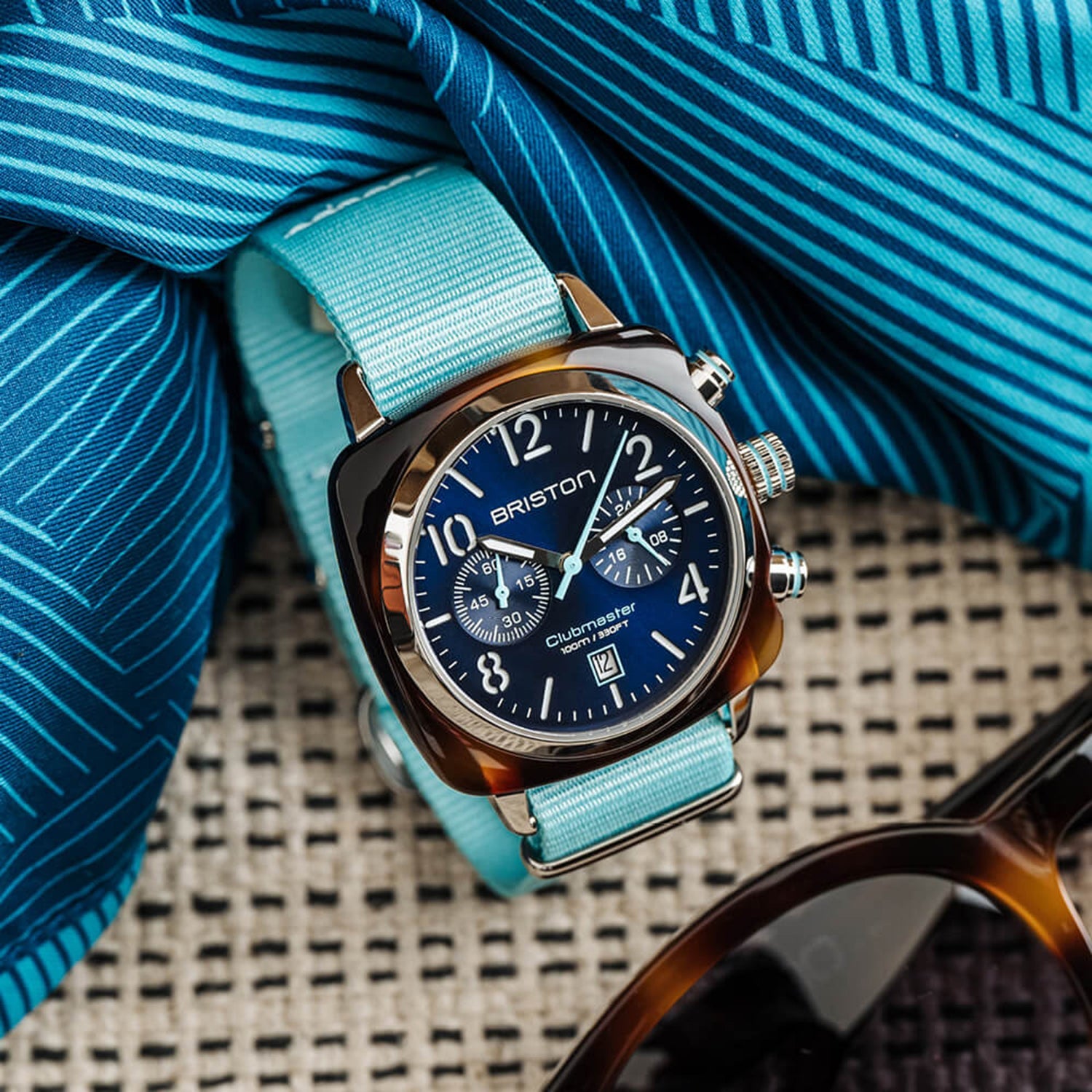 Men Quartz Blue Dial Chronograph NATO Watch 24140.SA.T.15.NBT