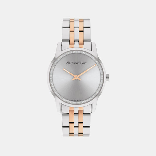 Swiss Dressed Women Quartz Grey Dial Analog Stainless Steel Watch 25000020