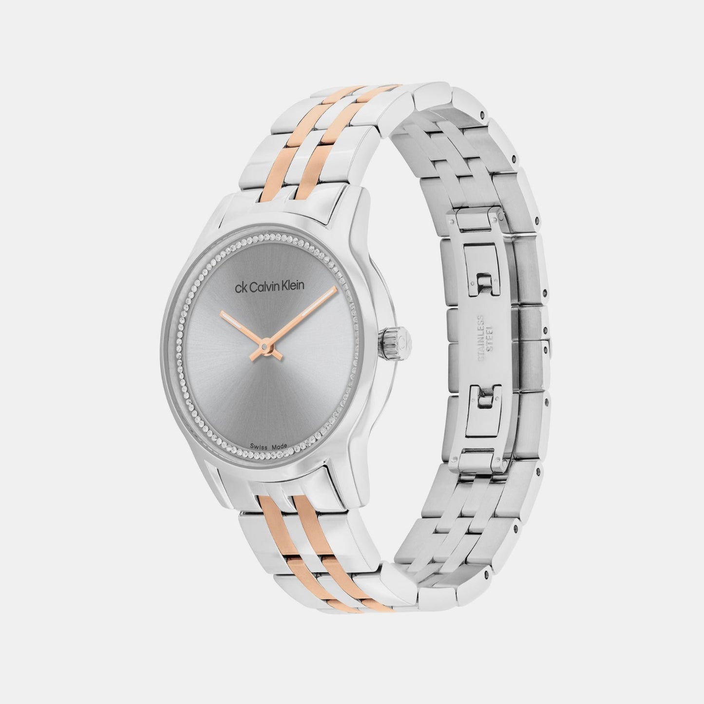 Swiss Dressed Women Quartz Grey Dial Analog Stainless Steel Watch 25000020