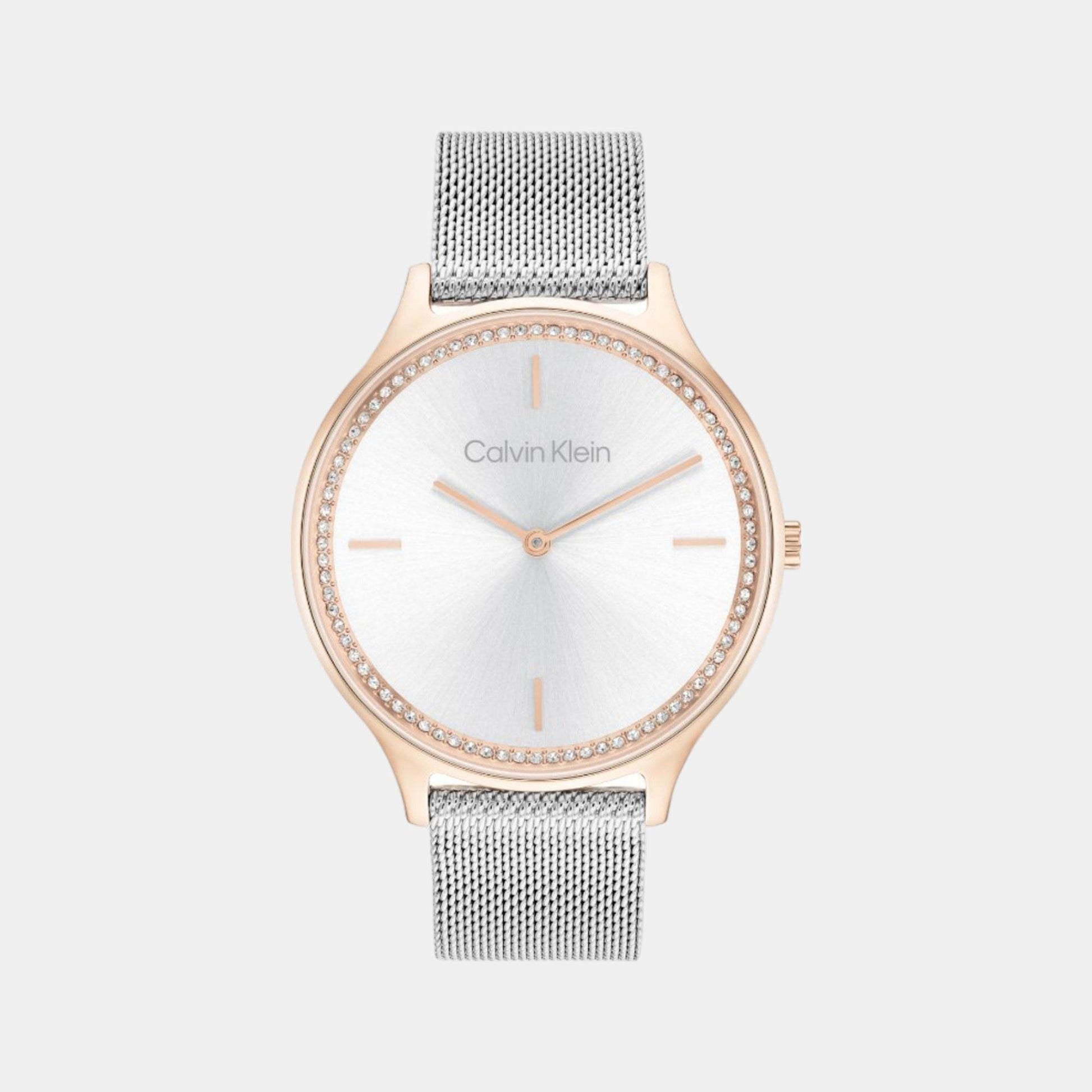 Timeless Women Quartz Silver Dial Analog Mesh Watch 25100006