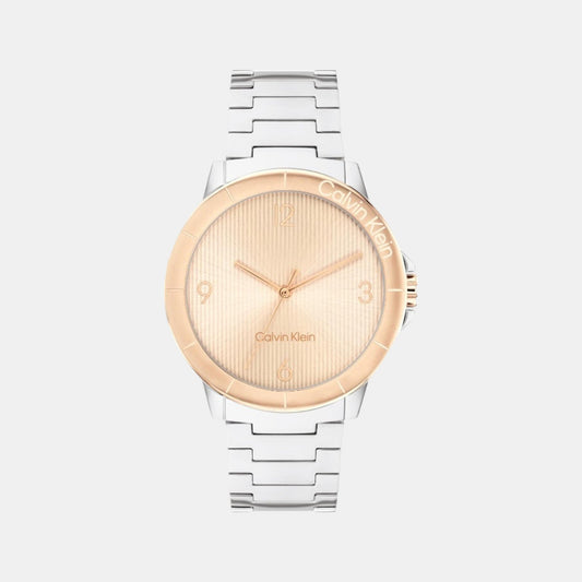 Vivacious Women Quartz Gold Dial Analog Stainless Steel Watch 25100025