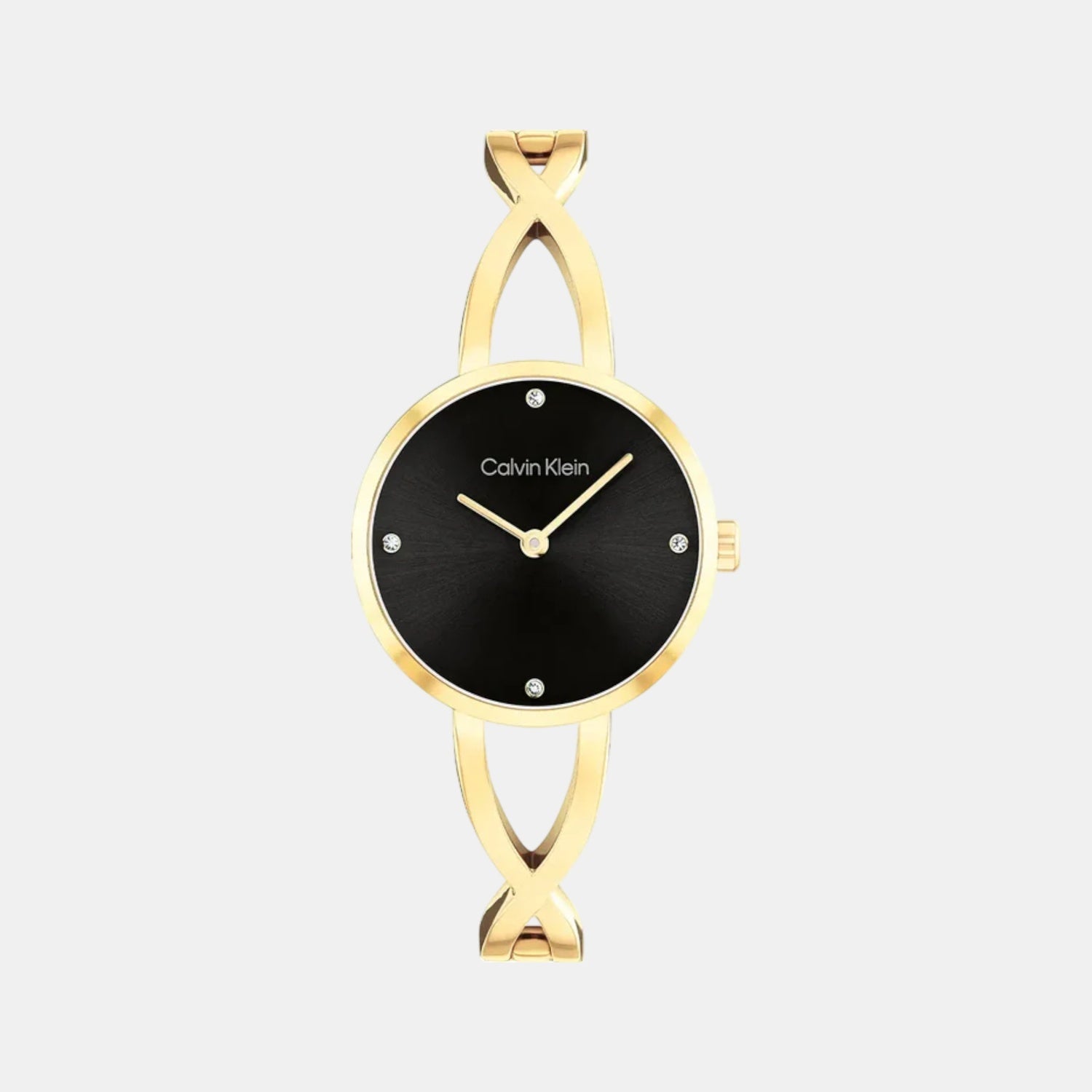 Sculpted Embrace Women Quartz Black Dial Analog Stainless Steel Watch 25100059