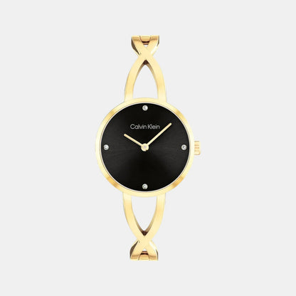 Sculpted Embrace Women Quartz Black Dial Analog Stainless Steel Watch 25100059